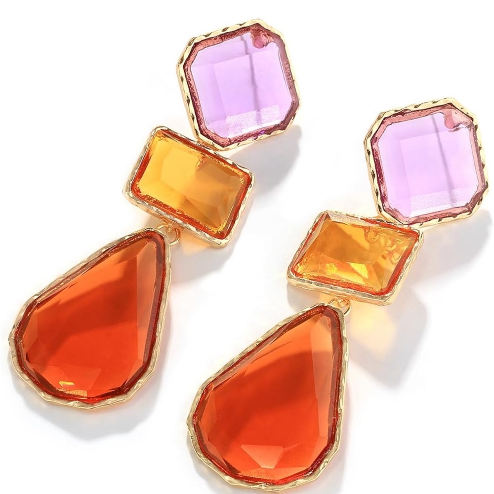 Zara Multicolor Drop Statement Earrings